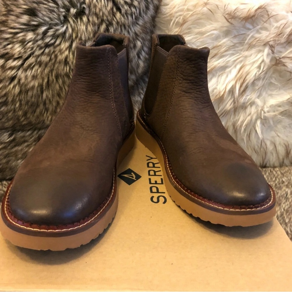 Sperry Men's 7 Java Dark Brown Chelsea Boots Nubuck- no longer available